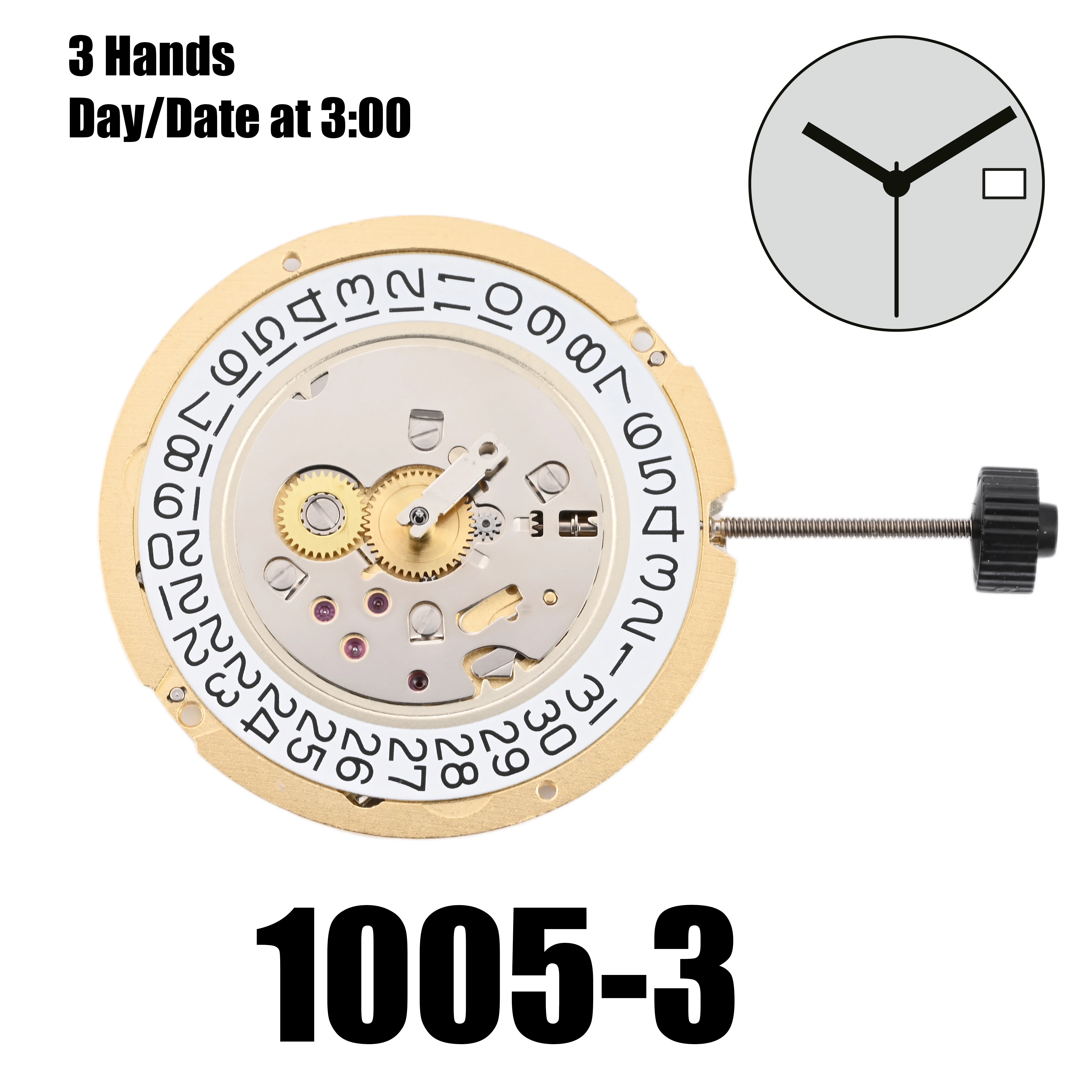 

Ronda 1005 Quartz Watch Movement Eight Jewels Golden EOL R9 with Datewheel Watchmaker Replace Parts with Battery 341