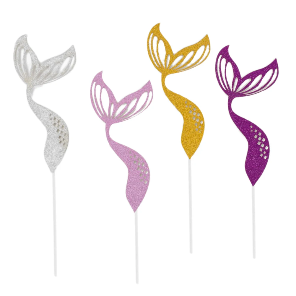 

4 Pcs Picks Mermaid Shape Stylish Party Supplies Cake Toppers Beautiful Scenic Kids Birthday Baby Shower Food Decorations Cake