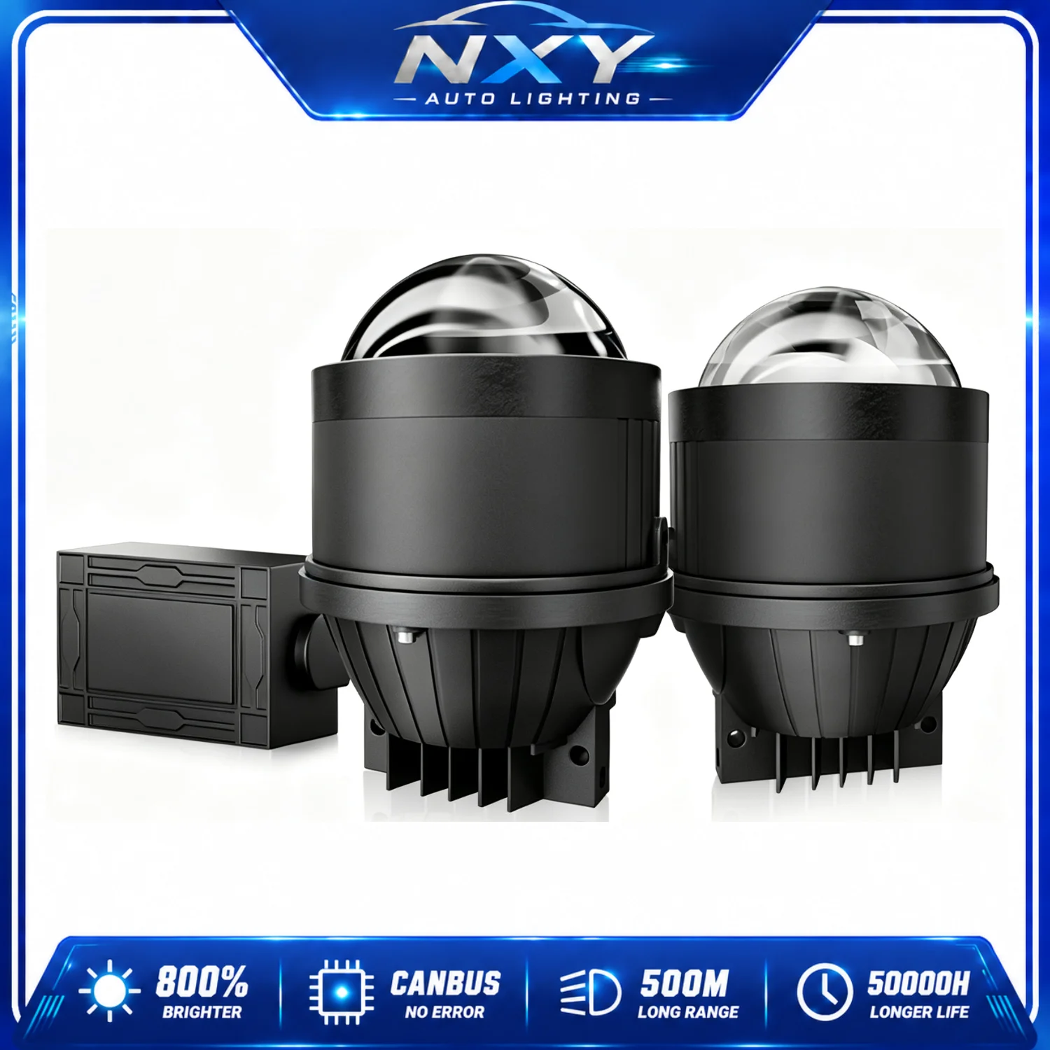 NXY NX40 3 Inch Bi LED Projector Fog Light RGB 3 Color 220W High Power Car LED Fog Lamp Dual Beam Front Headlight Upgrade Kit