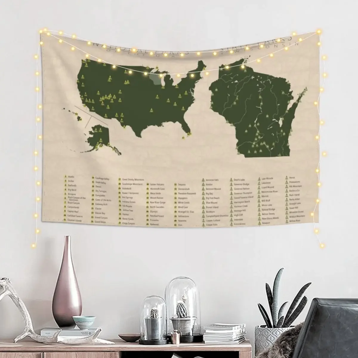 US National Parks - Wisconsin Tapestry Cute Decor Bathroom Decor Cute Room Decor For Bedroom Tapestry