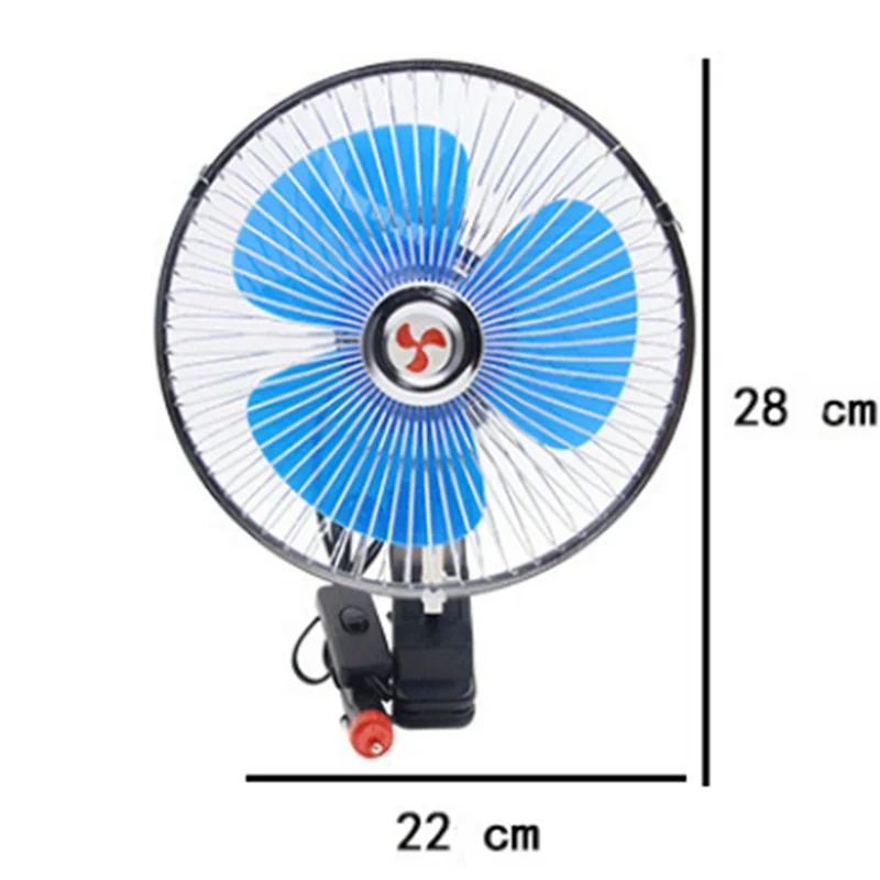 Für Auto-LKW-kompatibel, 8 Zoll, 12 V, tragbarer Lüfter, Sommer, automatischer kleiner Lüfter mit Clip 180 °   Sway geräuscharmer Luftkühler