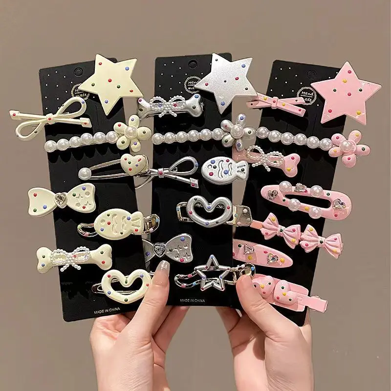 

8 шт., новая милая крутая заколка для волос для девочек, милые заколки для волос со звездами, темпераментная заколка с боковой челкой, металлическая заколка в виде утконоса, карты для волос, подарок для девочки