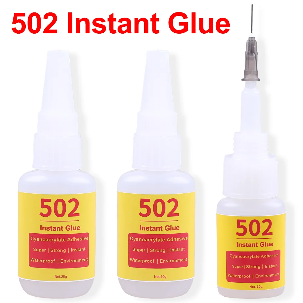 

High Quality Instant Glue Super 502 Extra Strong Seconds Adhesive Quick Dry Cyanoacrylate Rubber PVC Jewelry Fabric Acrylic Bond