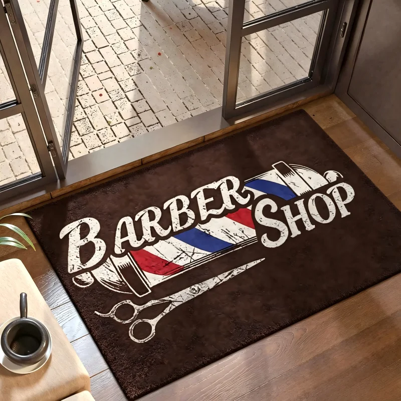 Tapis de sol antidérapant amusant pour salon de coiffure, motif ciseaux et lumière, tapis de bienvenue, décoration de tapis de maison, tapis de cuisine, paillasson, tapis de bienvenue