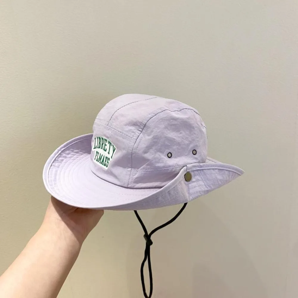

Korean Style Candy Color Bucket Hat Letter Embroidery Quick-dry Summer Kid Sunhat Shading Hat Anti-UV Sun Hat