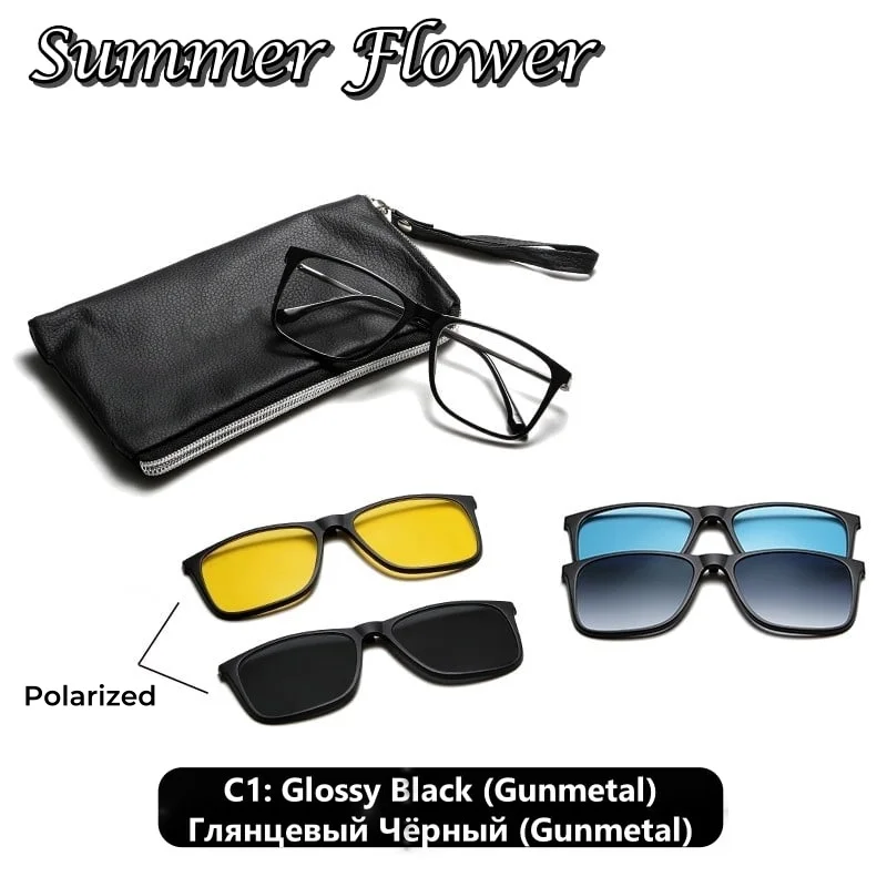 

Men Clips Sunglasses TR90 Titanium Eyewear Optical Frame Polarized UV Protection Lenses Optical Glasses