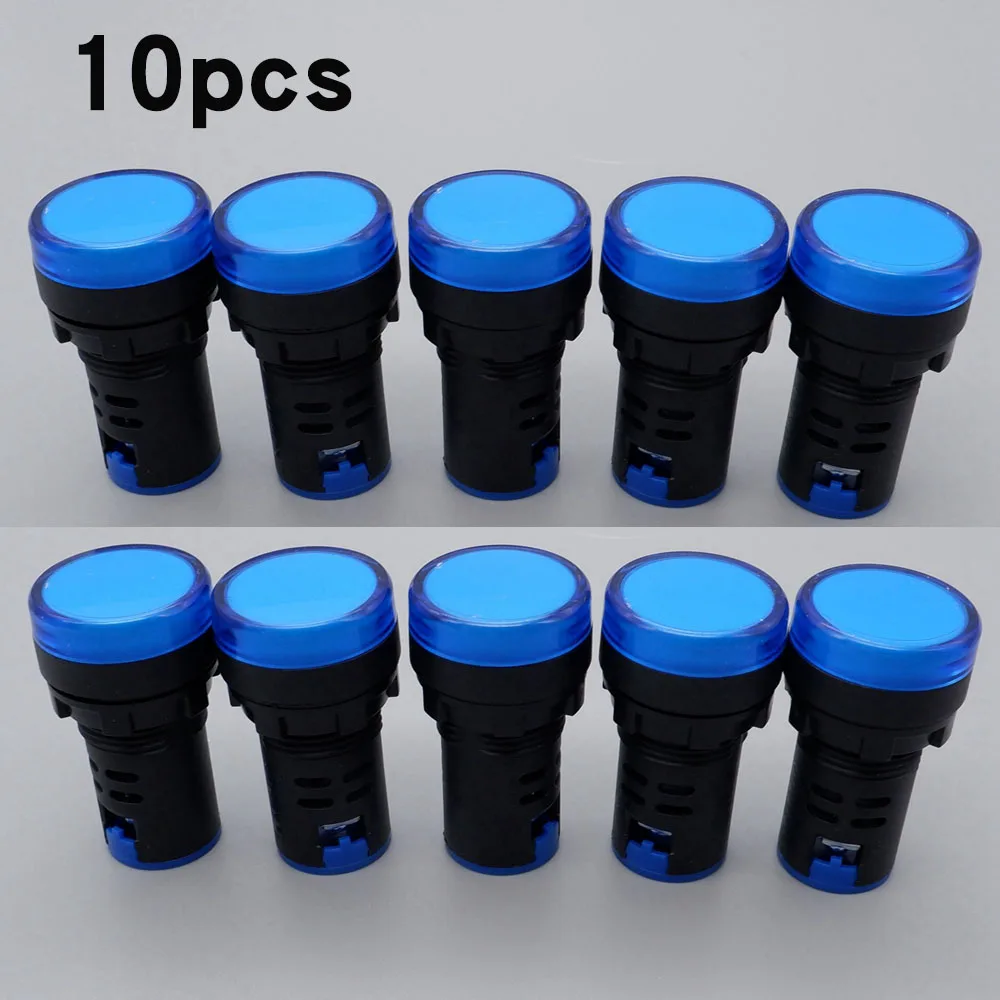 10 stks 22mm Plastic Power Signaal Lamp AD16-22DS LED Indicator Licht 12 V 24 V 220 V Rood groen Blauw Geel Wit Panel Mount