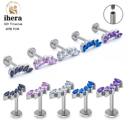 ASTM F136 G23 Titanium 16G CZ Paved Top Labret Lip Stud Piercing Ear Cartilage Tragus Helix Piercing Stud Earrings Body Jewelry
