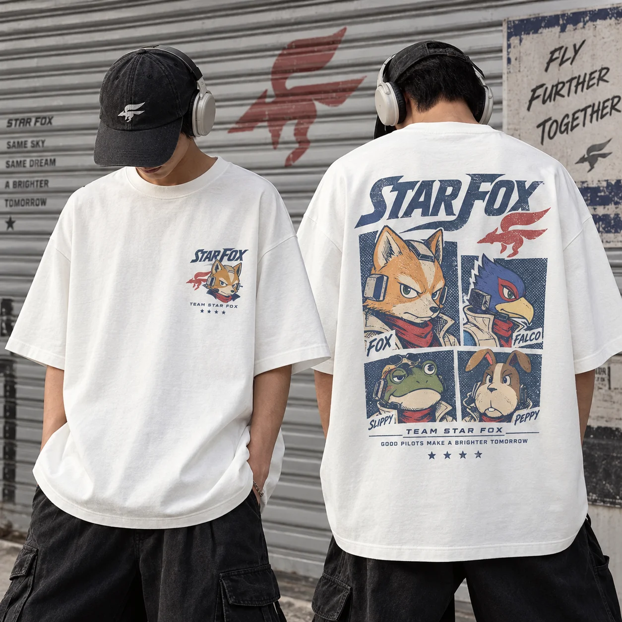 Nintendo Star Fox Space Pilot Vintage Tee Retro Graphic Print Oversized Short Sleeve Men's Women's Edgy Cool Streetwear Top