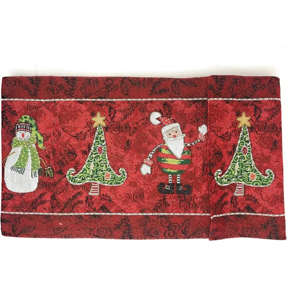 

Antique Vintage Christmas Eve Red Woven Table Runner - 13 x 120