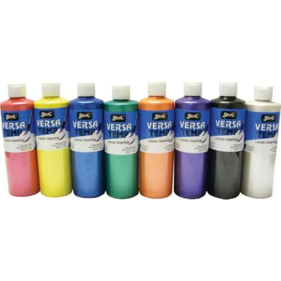 

Versatemp Heavy-Bodied Deluxe Tempera Paint for School and Arts and Crafts Use Assorted Pearlescent Colors 16 Ounce Pints Set o
