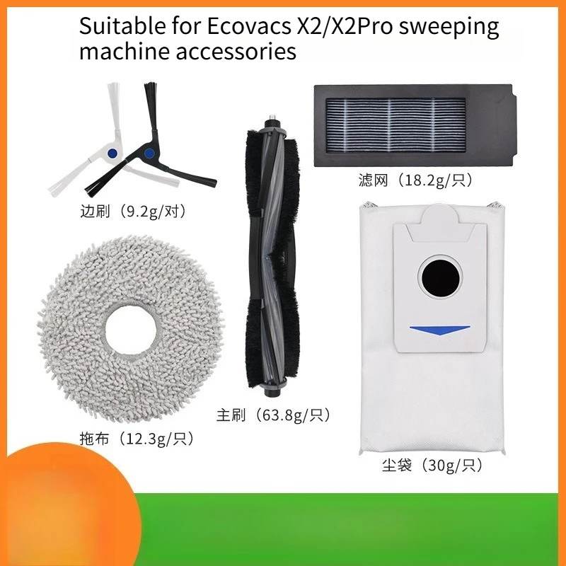 

Сменные фильтры, насадки для швабры, основная и боковые щетки, мешки для сбора пыли для робота-пылесоса Ecovacs Deebot X2 X2 Pro, комплект аксессуаров