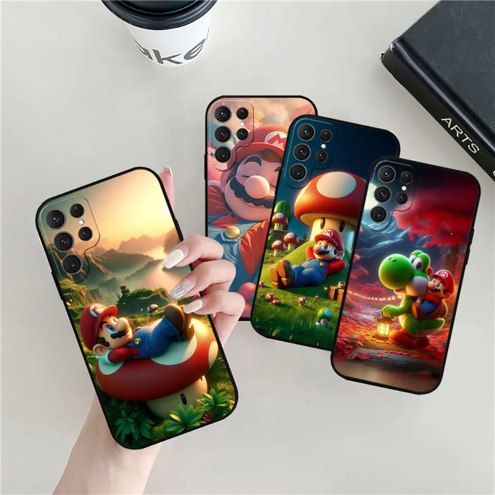 Cartoon Super M-Mario Bros Phone Case For Samsung Galaxy S25 S24 S23 S22 S21 S20 Ultra S10 Plus Fe 5G S25 Ultra Black Soft Cover