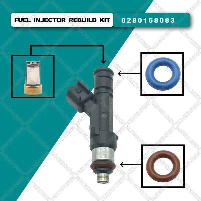 

4set Fuel Injector Service Repair Kit Filters Orings Grommets For 0280158083 06-10 Cadillac DTS XLR STS SRX 06-11 Buick Lucerne