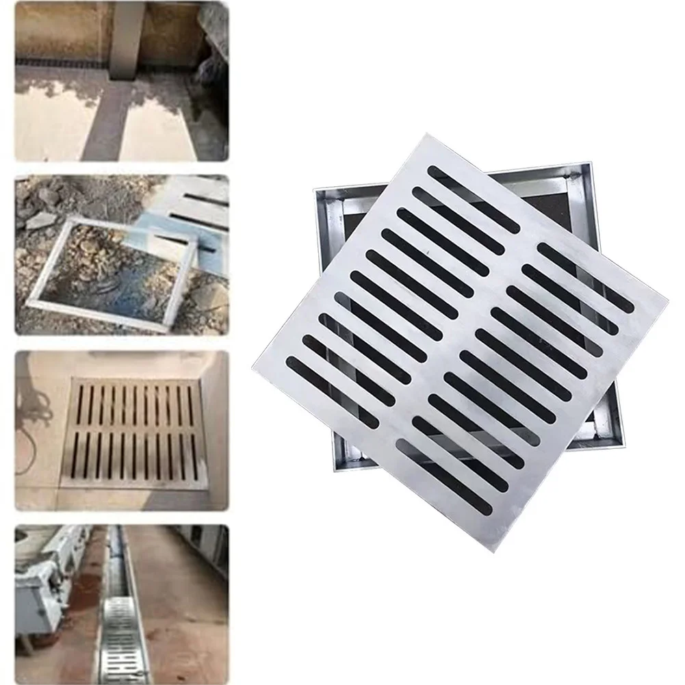 

Stainless Steel Framed Drain Grate Garden Rainwater Manhole Cover Floor Drain For Home Improvement Tool Accessory