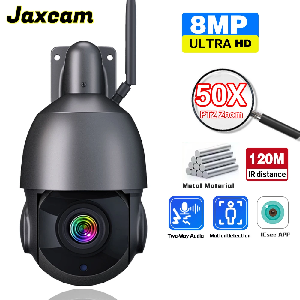 

8MP 4K HD 50X Zoom Optical 120M PTZ WIFI Camera IP Camera Outdoor AI Human Tracking IR Security Surveillance P2P Metal Camera