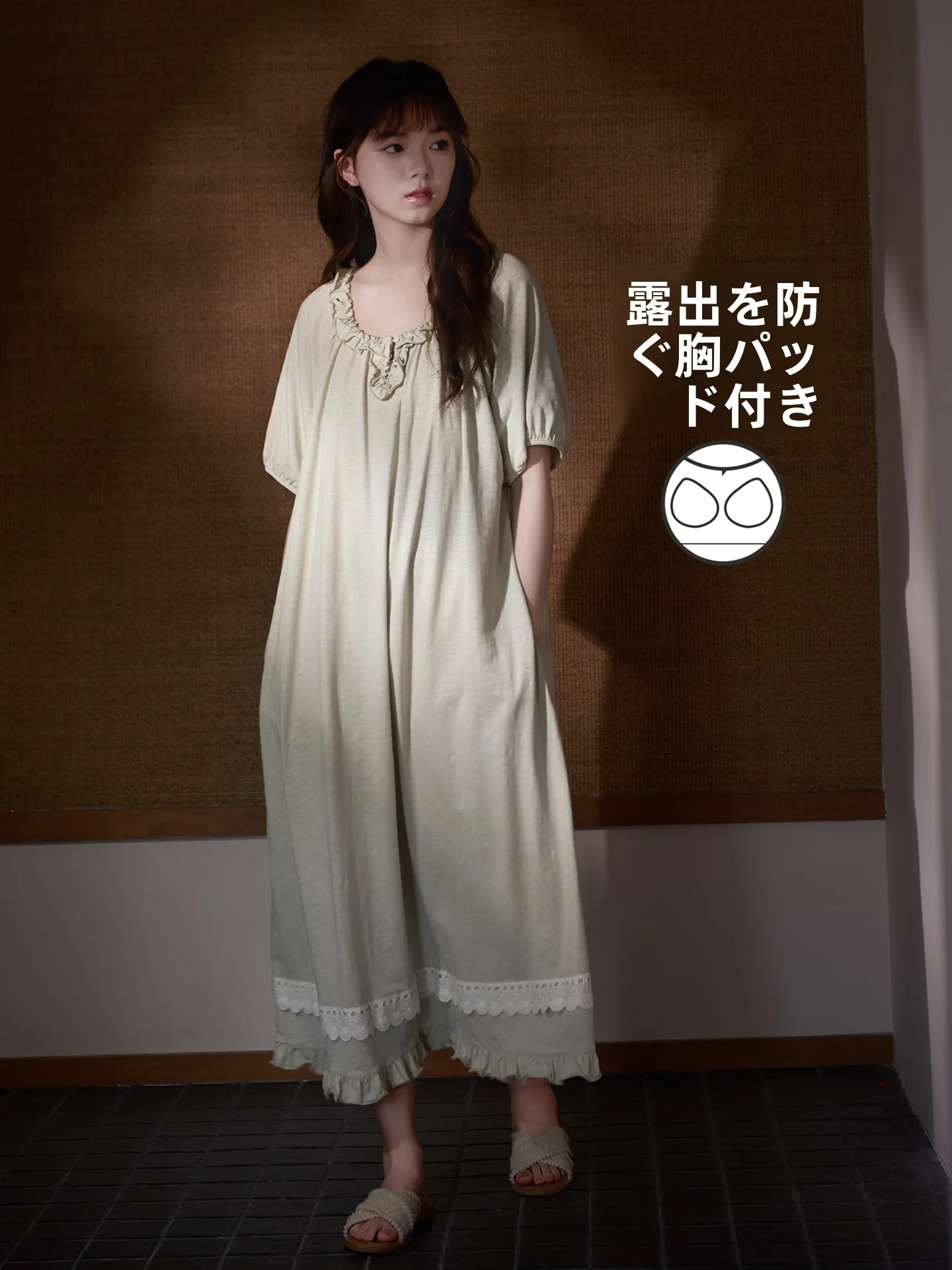 princess-mark-pure-cotton-sleep-dress-with-chest-pad-women's-short-sleeve-summer-home-clothes-long-skirt-lace-trim