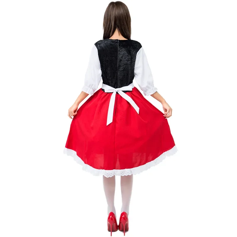 Little Red Riding Hood Princess Costume Sexy Adult Classic Fairy Tale Hooded Cosplay Dress for Carnival Party Nightclub