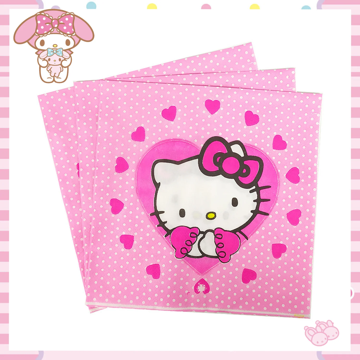 Hello Kitty Guardanapos para o Chuveiro do Bebê, Guardanapo Sanrio Cinnamoroll para Menino e Menina, Fontes para Festa de Aniversário Infantil