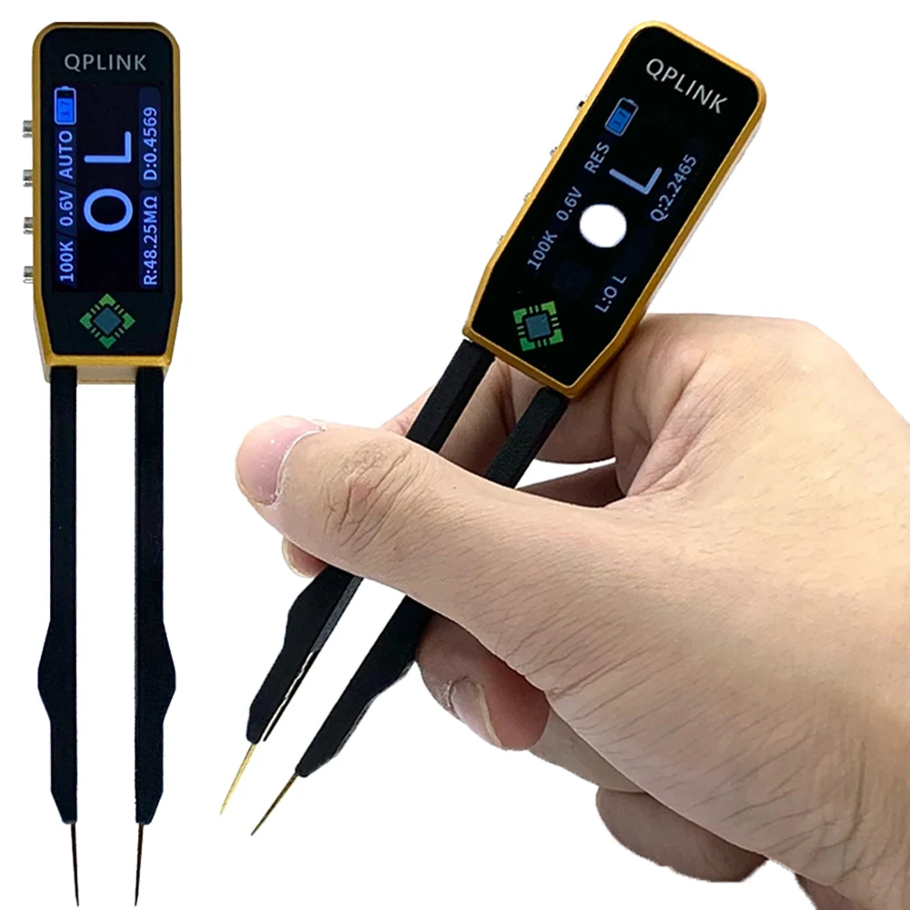 Digital Smart Tweezer LCR SMD ESR Tester 100kHz Diode Measurement Tool Resistance Capacitance Inductance Continuity Test Display