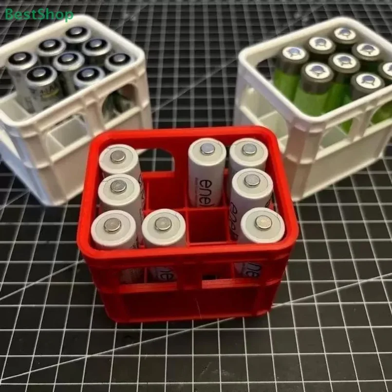 

3D Printed Battery Storage Box DIY Beer Crate No. 5 Aa No. 7 Aaa 18650 Battery Stackable Storage Basket Storage Box