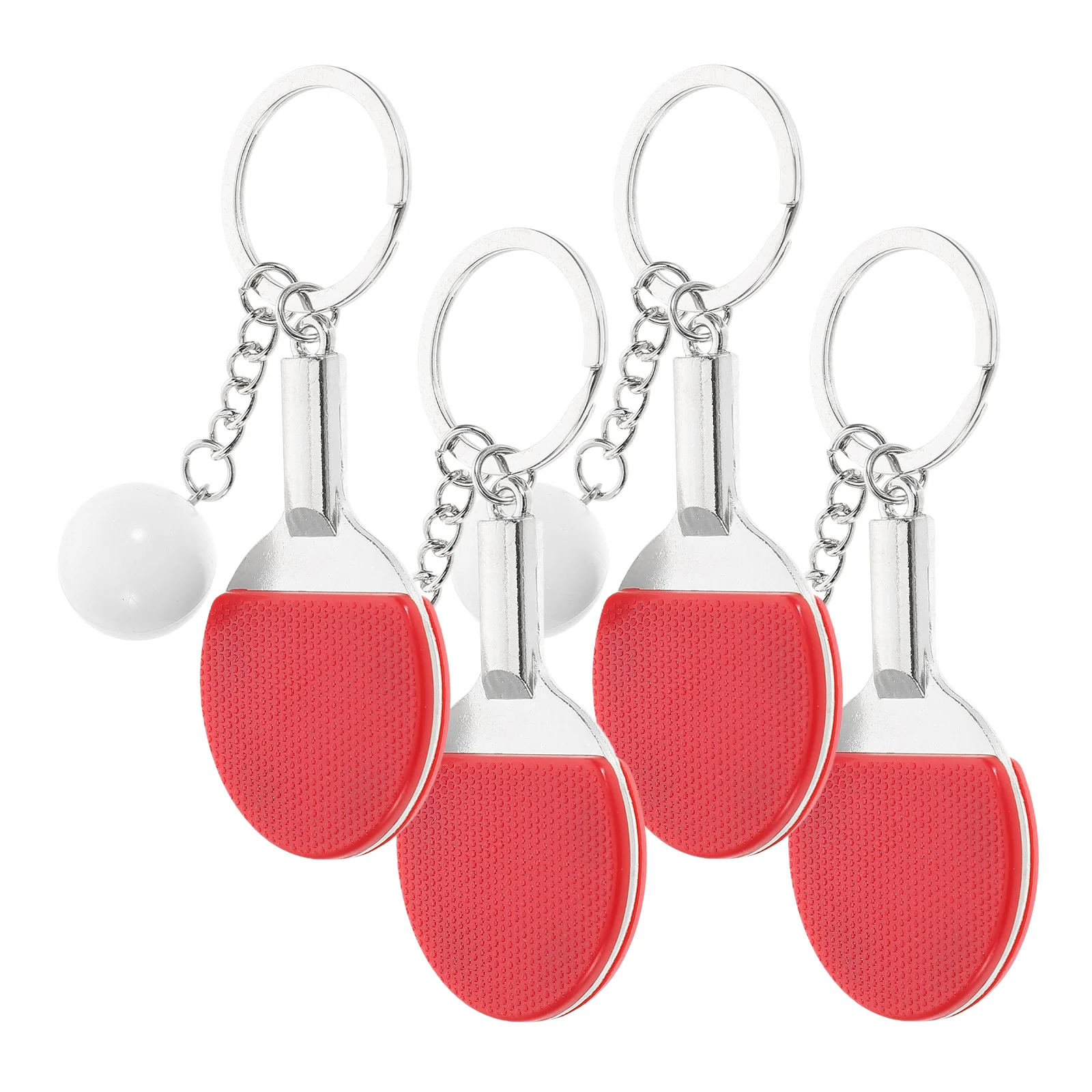 

4 Pcs Table Tennis Keychain Baseball Pendant Keyring Mini Badminton Softball Charm Football Sports Keychains