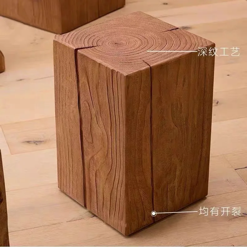 Taburete de madera, tocón, mesita de noche redonda, taburete bajo de madera maciza, algunas tocones en todos los lados