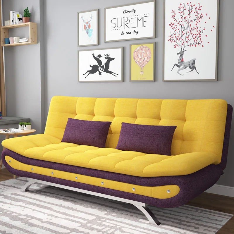 Modern High Quality Fabric Folding Floor Sofa Bed with Storage Metal Frame for Home or Hotel Living Room Use