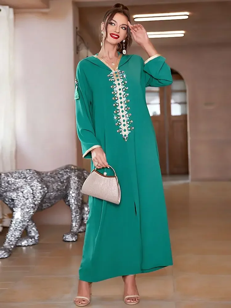 

Женское мусульманское платье Рамадан с капюшоном Абая Дубай Арабская Турция Ислам Молитвенная одежда Кафтаны Абая Халат Джеллаба Вечеринка Мусulmane