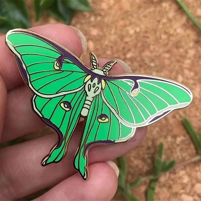 Borboleta lunar luna traça esmalte broche pinos crachá lapela pinos broches liga de metal moda jóias acessórios