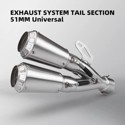 Universal motorcycle exhaust pipe, double silencer，exhaust system for motorcycle，cbr500r, R3, Z900，51MM