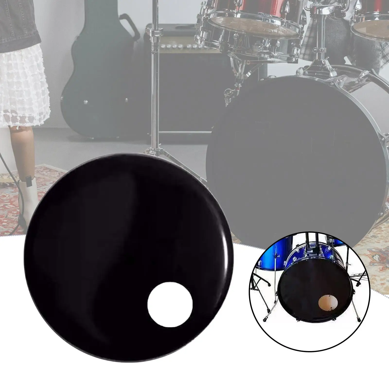 

Bass Drum Resonant Head Replacement Enhanced Resonance for A Fuller and Deeper Tone Smooth with Opening Drumhead 22 inch