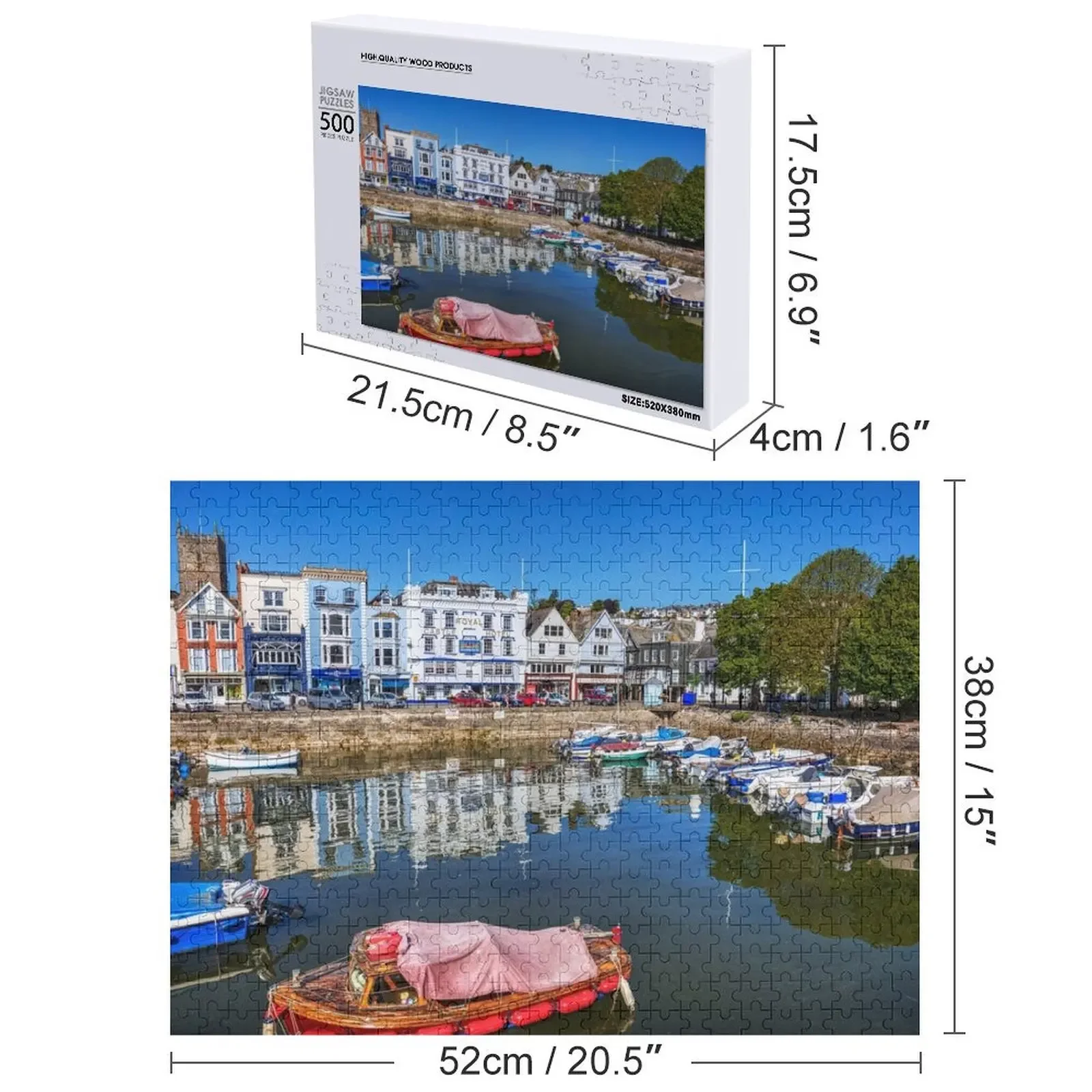 Puzzle z motywem portu Dartmouth, województwo Devon, Wielka Brytania, spersonalizowany prezent, zdjęcie zwierzęcia, drewniane puzzle ze zwierzętami