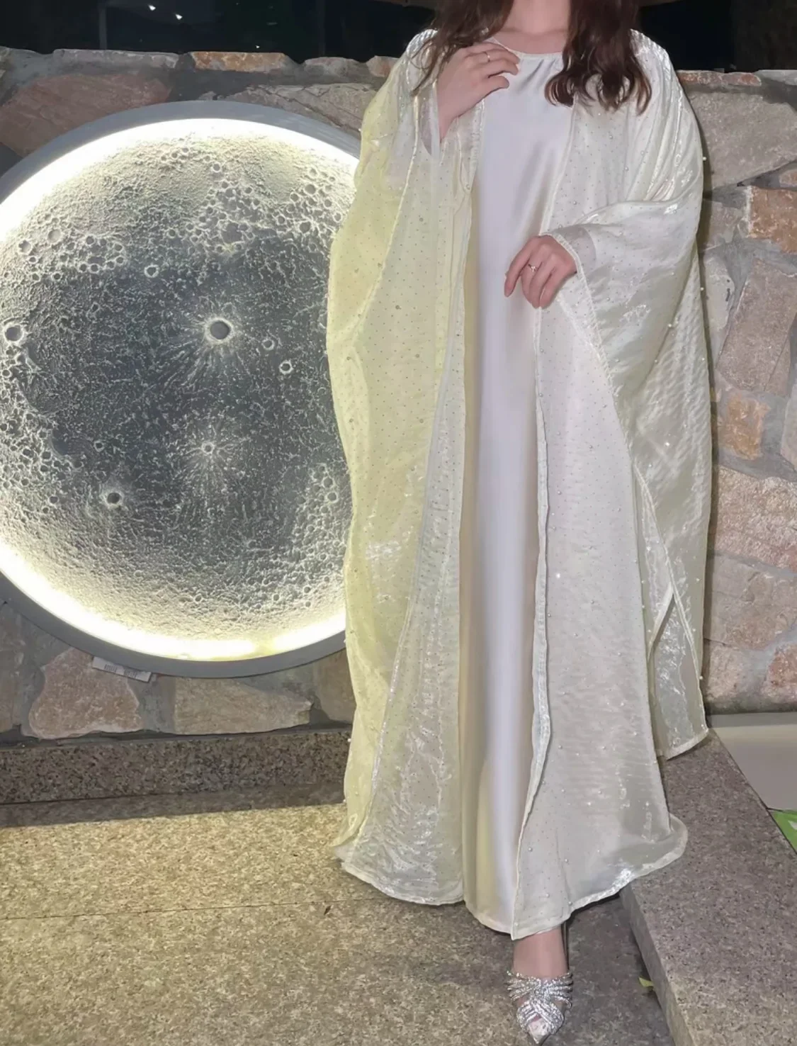 

Eid Dubai Luxury Abayas for Women Muslim Set 2 Piece Dress Pearl Kimono Jalabiya Turkey Kaftan Robe Evening Party Gown Islam New