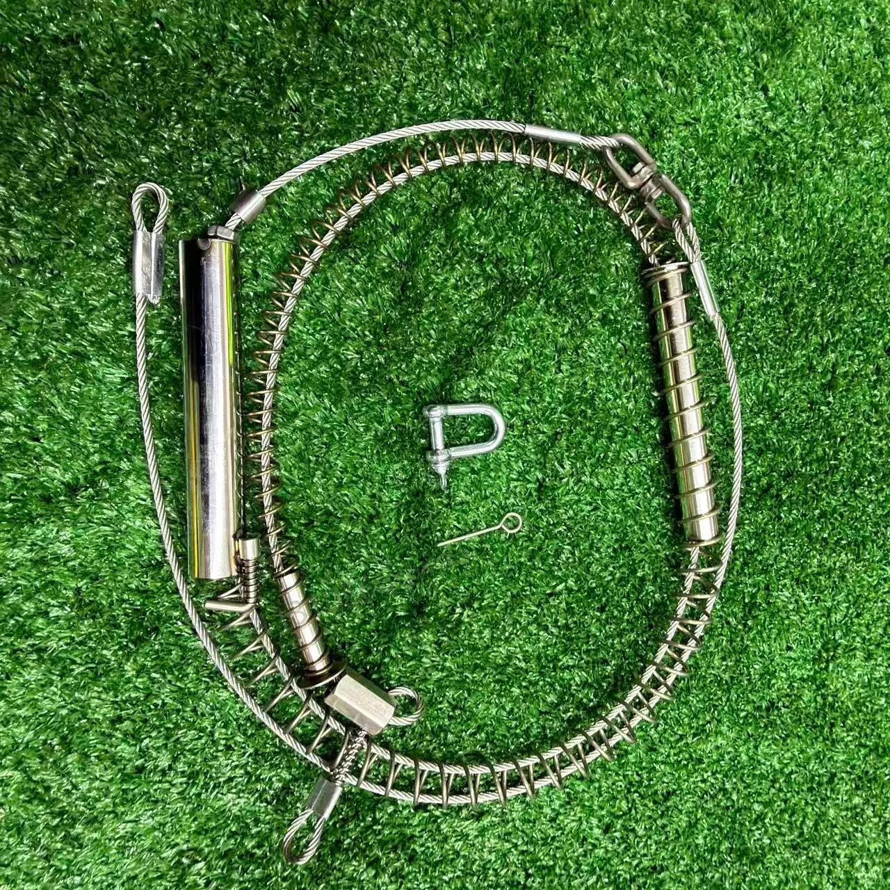 

1 шт. Стальная пружина-замена для ловушек для диких кабанов, лис, кроликов, двухсекционная, усиленная пружина с гайками и стальным тросом