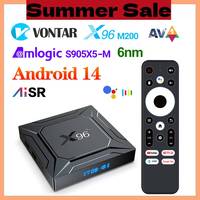 Android 14 Set Top Box X96 M200 TV Box Android 14.0 Amlogic S905X5M Quad Core Build in AI-SR AV1 4K ULTRA HD 1000 LAN Dual Wifi