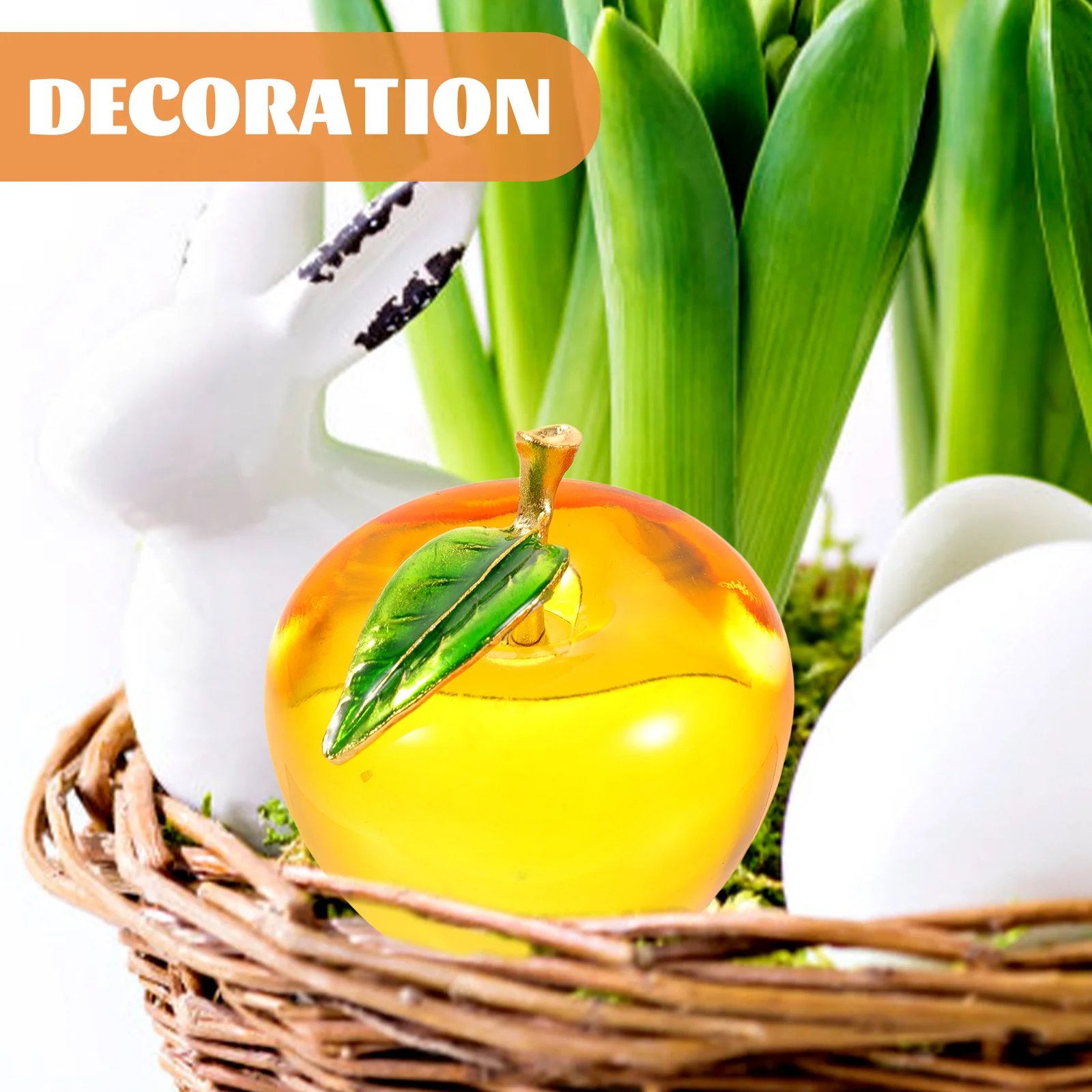 

Simulation Apple Ornament Desktop Crystal Apple Decoration for Home Office Living Room Tabletop Adornment Creative Desktop