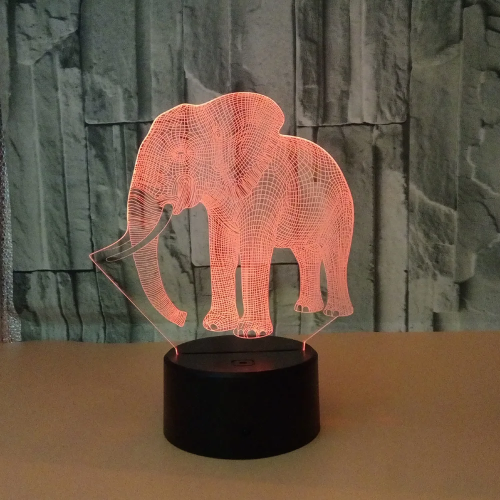 Nighdn-Veilleuse 3D éléphant pour enfants, lampe de nuit, 7 documents, proxy, décoration de chambre, anniversaire, cadeaux de Noël pour garçons et filles