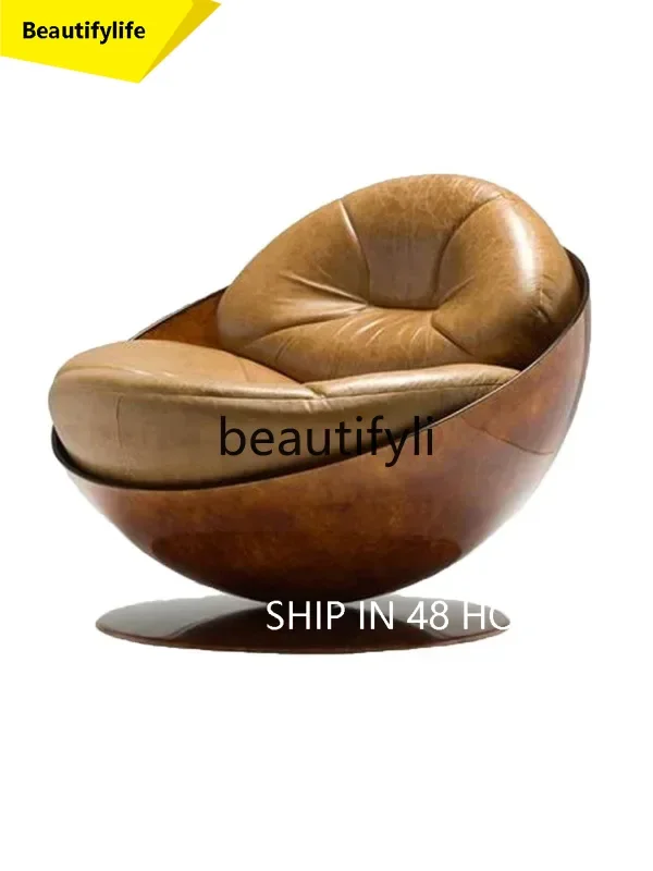 

smt1 Modern light luxury casual Italian comfortable fiberglass single sofa Nordic creativity