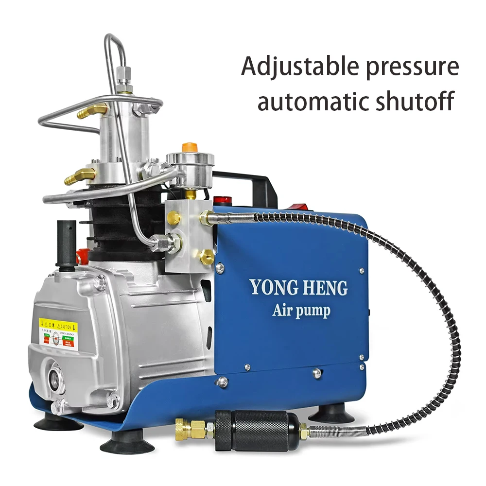 YONGHENG 300Bar 4500Psi PCP High Pressure Air Compressor Adjustable Auto-Stop Electric Compressor for  PCP Scuba Inflator Tank
