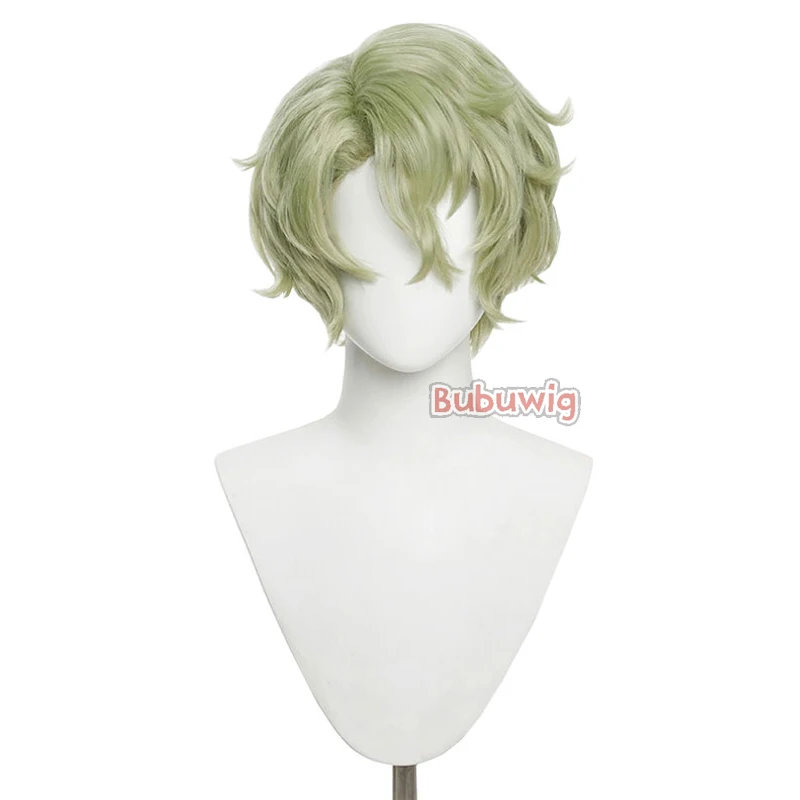 Bubuwig Synthetic Hair Tomoe Hiyori Cosplay Wigs Ensemble Stars Tomoe Hiyori 30cm Short Light Green Party Cos Wig Heat Resistant