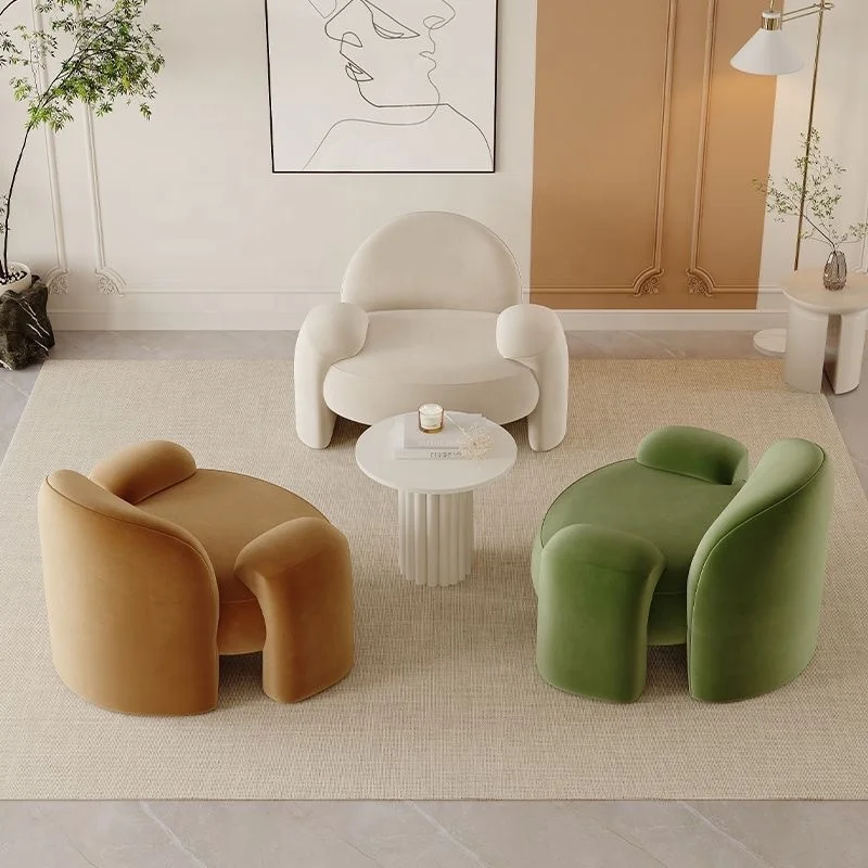 #Modern Textured Fabric Accent Armchair, Upholstered Lounge Chair with Throw Pillow for Living Room, Small Space