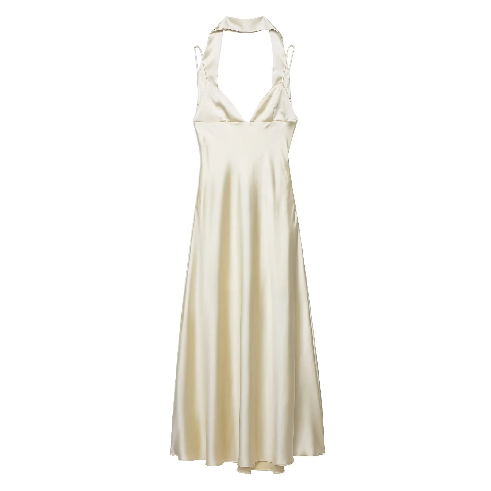 Sukienka letnia damska, seksowna, z odkrytymi plecami, długa, na imprezę, z szalem, elegancka, w jednolitym kolorze, z efektem \"temperament stain slip dress\".