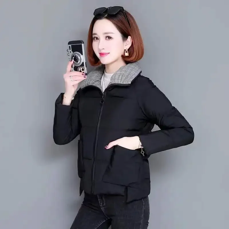 Winter Cold Coat Women Cropped Jacket Warm Parkas Thick Cotton Jacket Zipper Stand Collar Puffer Jacket Clothing Trend Outerwear
