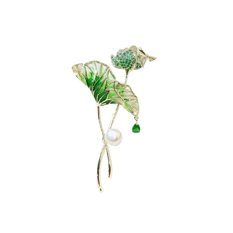 

Freshwater pearl lotus leaf brooch high-end women's national tide corsage cheongsam accessories suit coat sweater pin buckle