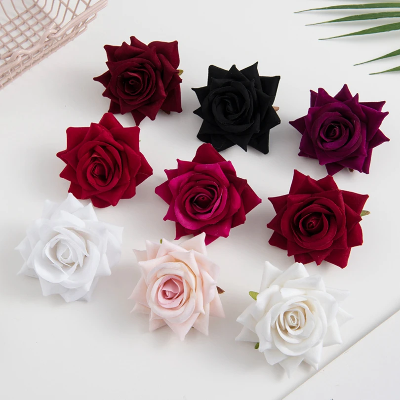 

100Pieces Flannel Pink Rose Head Scrapbooking Bridal Corsage Accessories Clearance for Wedding Home Decortion Artificial Flowers