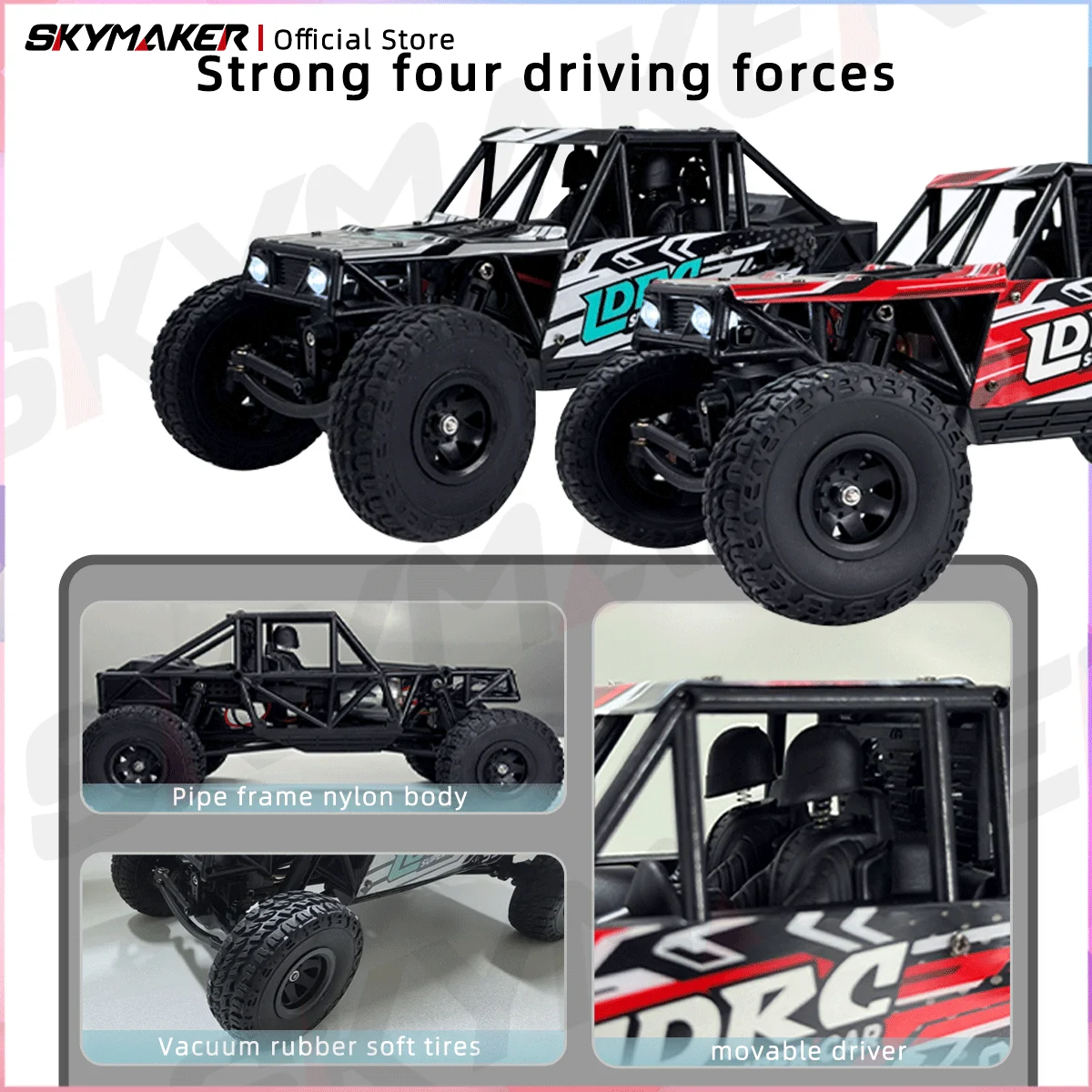 LDRC LD18499 RC Car 1/18 Full Scale 2.4G 4WD Remote Control Car with LED Headlight Climbing Vehicle Car Model Toys for Boy Gifts