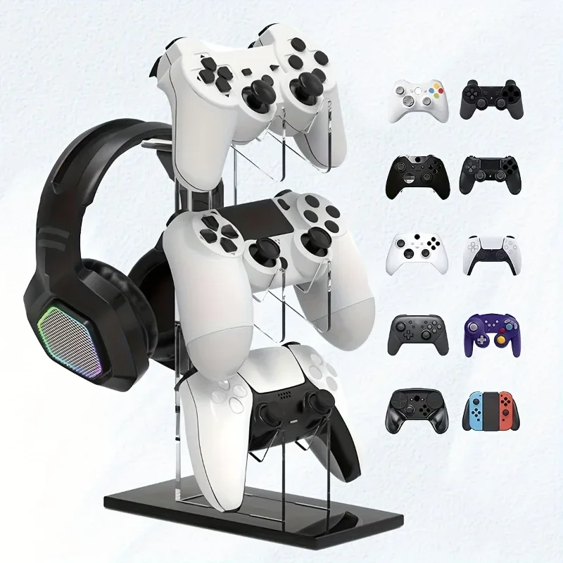 Acrylic Three-layer Console Stand Base Headset Holder Desktop Storage for All Gamepad Headphone Airpods Max Gaming Accessories