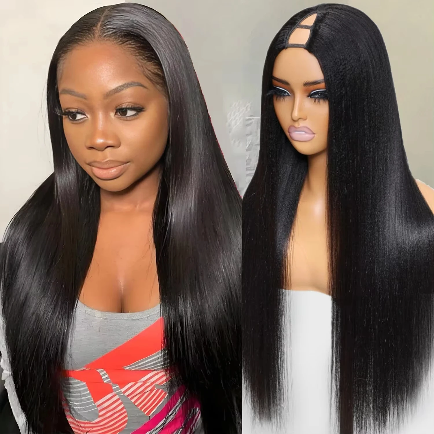 

V Part Straight Wig Human Hair Bone Human Hair Wigs No Leave Out Cheap Brazilian V Part 200% Human Hair Straight Wigs for Women