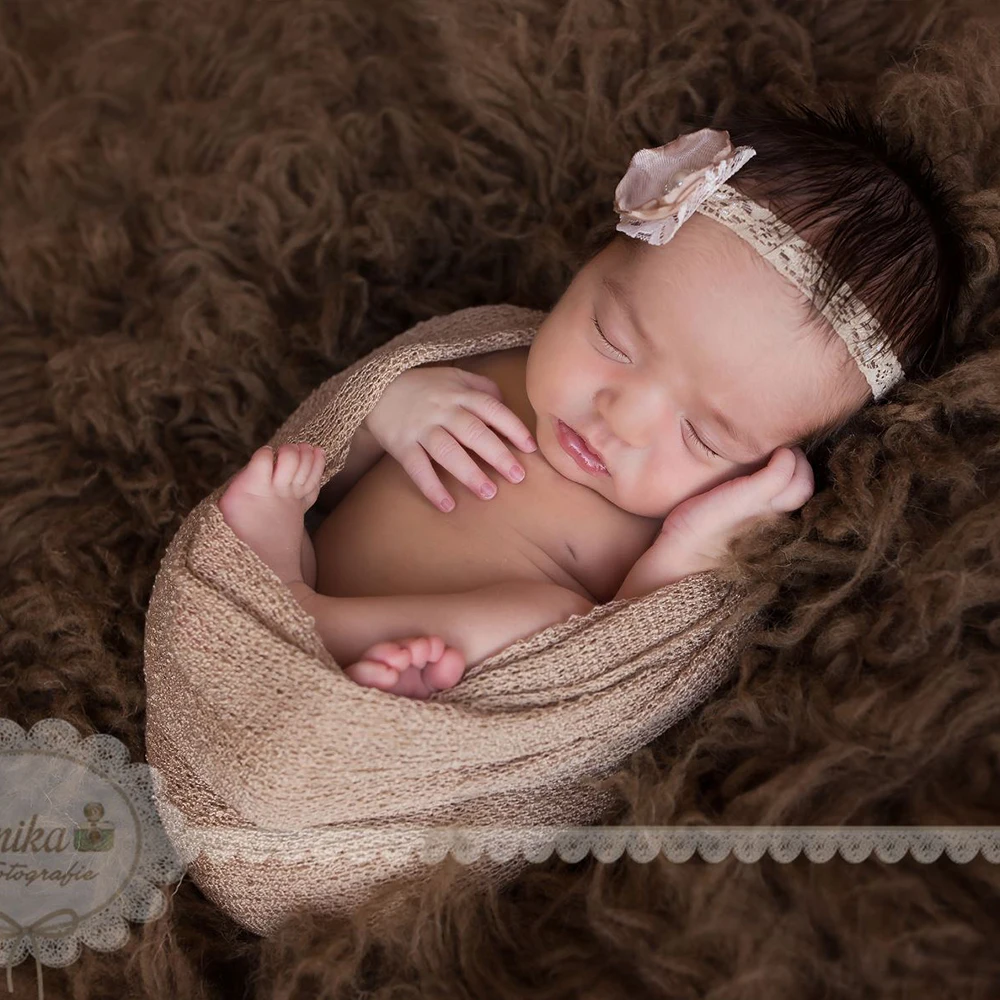 Don&Judy Stretch Wrap Headwear Newborn Photography Props Soft Swaddle Blankets Infant Baby Photo Shoot Bebe Fotografia Accessory